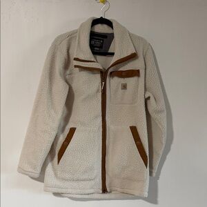 Carhartt Cream Fleece Jacket with Tan Details